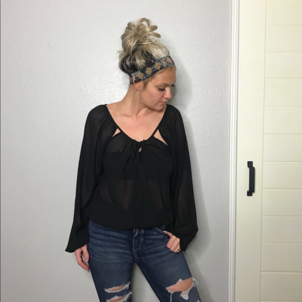 Cute sheer black top !